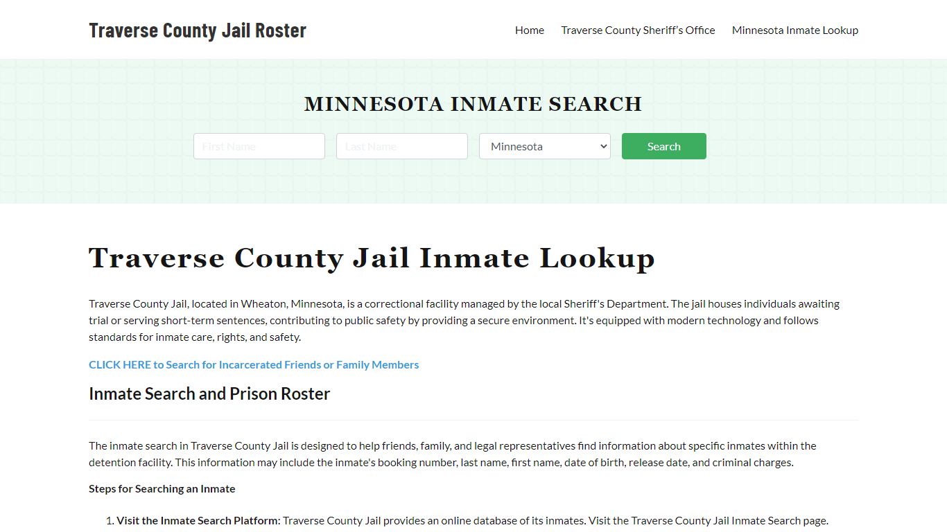Traverse County Jail Roster Lookup, MN, Inmate Search